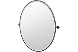 Gatco 4249XFLG Latitude II, Framed Large Oval Pivot Mirror, 33” H, Matte Black