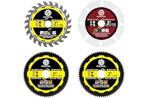 FOCSTOL Saw Blade Set - 4pcs 3''(75mm) Cutting Disc for Cutting Wood Metal Plastic for Angle Grinder Arbor 3/8''(10mm)