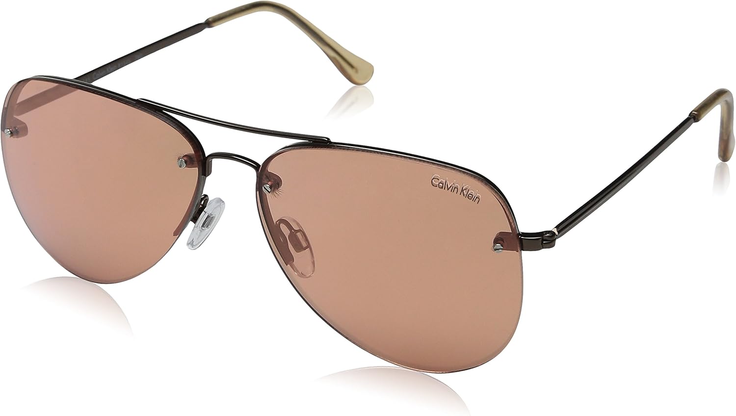 Calvin Klein Women's CWR154S Aviator Sunglasses, Bronze/Rose Gold Flash, 62 mm Clothing