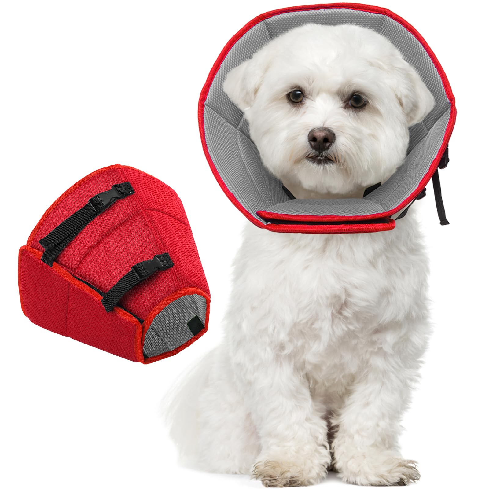Photo 1 of Dog Cone Collar After Surgery, Adjustable Soft Recovery Cone for Small Dogs to Stop Licking, Light-Weight Comfortable Elizabethan Collar for Dogs Anti-Bite Lick Protective Wound