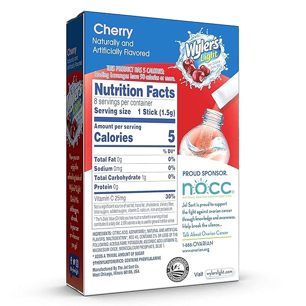 WYLER’S LIGHT SINGLES-TO-GO SUGAR FREE DRINK MIX, CHERRY, 8 CT PER BOX (PACK OF 1)
