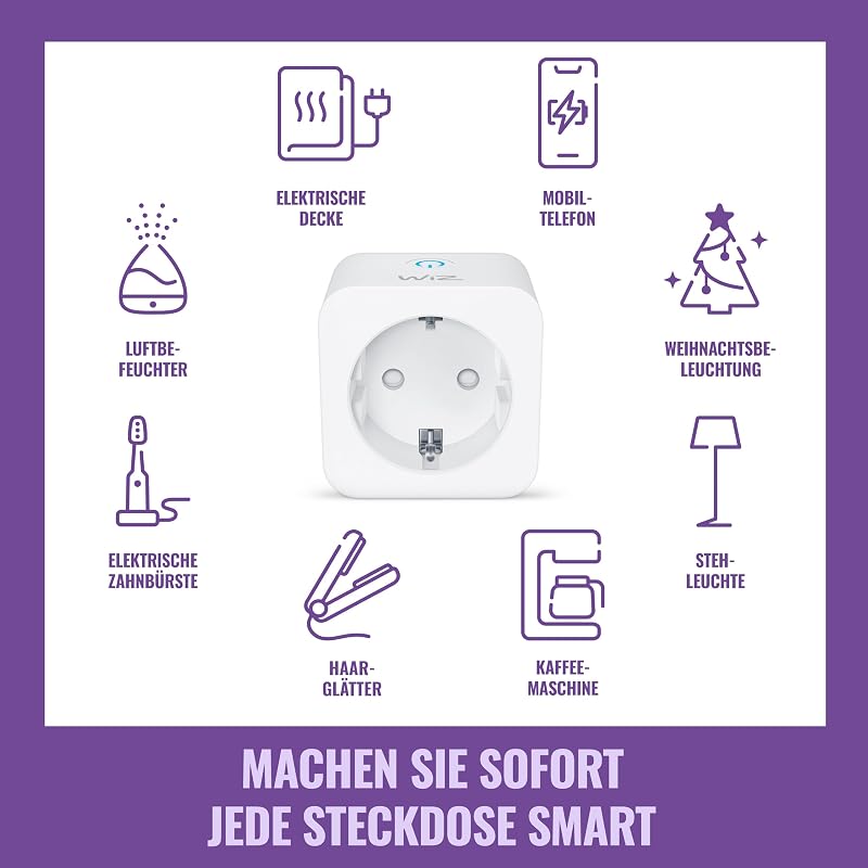 WLAN-Smart-Stecker,Typ F, 230 V,50 Hz,einfache Einrichtung,Matter-zertifiziert,intelligente Steuerung,Sprachbefehle, kompatibel mit Alexa, Google Home und Apple Home, ohne Leistungsmesser,4er-Pack