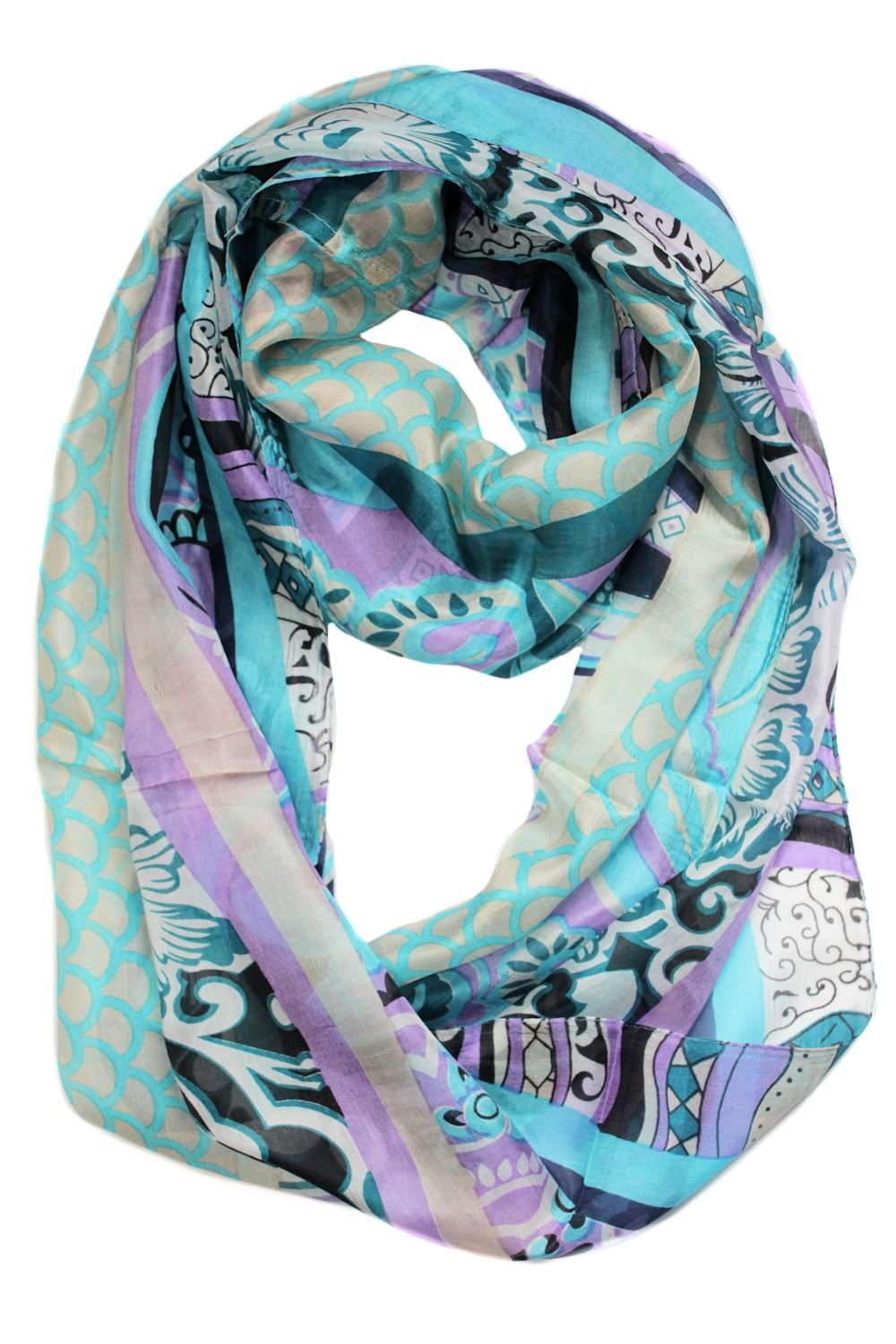 Z&HTrends Womens Genuine Silk Pattern Scarf Infinity Z&HTrends Womens Genuine Silk Pattern Scarf Infinity