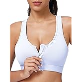 Zip Front Closure High Impact Sports Bra for Women Post Surgery Racerback Sports Bra High Support Workout Running Bras