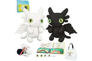 LuNuaFvy Crochet Kit Beginner Adult-Beginner Crochet Kit Kid(10+),Crochet Animal Amigurumi,Knitting & Crocheting Starter Set, Learn Crochet Dragon:Yarn Craft,Video(L & R),Pattern,Organized & Gift Bags