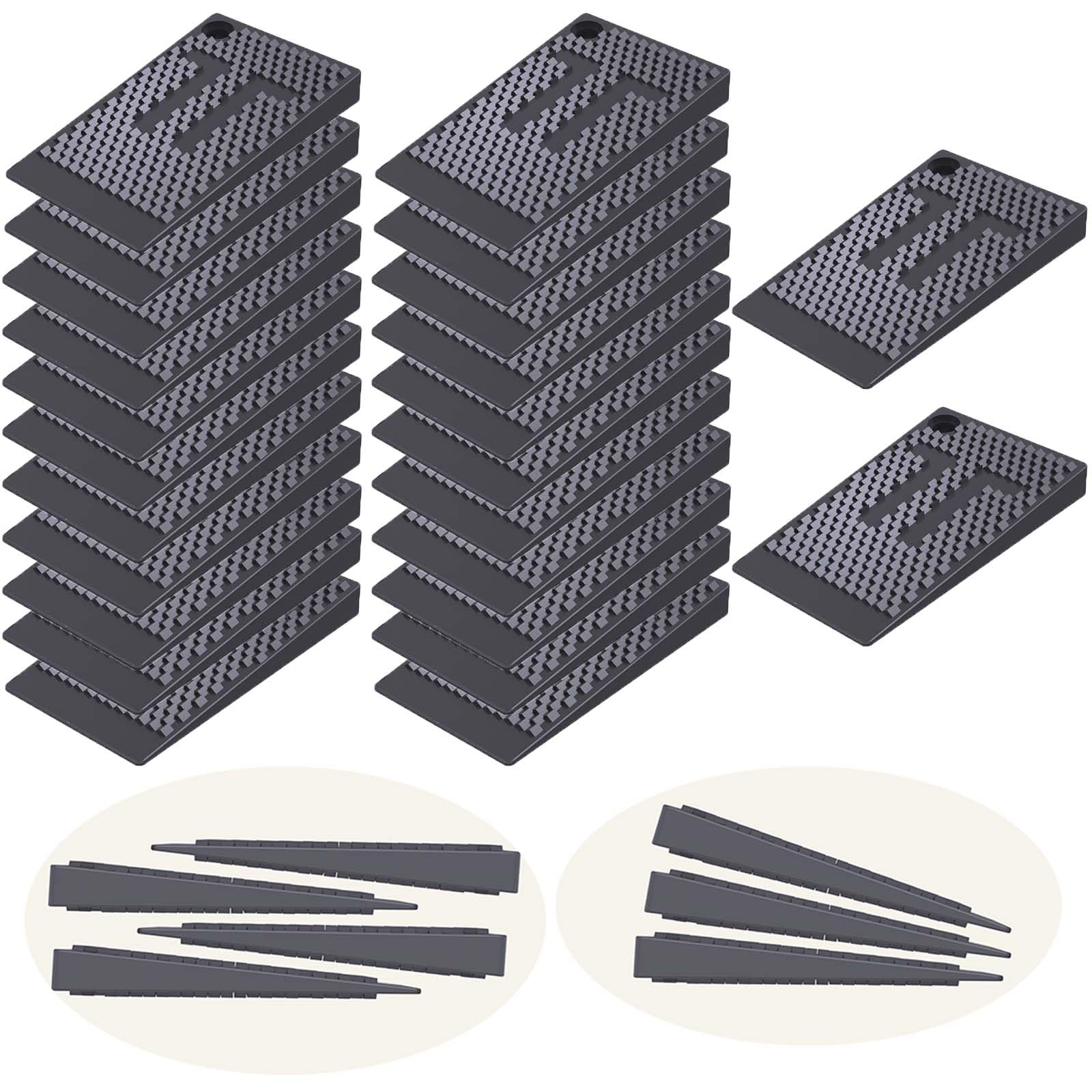 Furniture Wedges 24 Pieces, Plastic Shims for Leveling Tables Chair Fridge Toilet, Flexible Rubber Shims, DIY Furniture Levelers and Table Wedges for Home Restaurant Use, Durable and Stackable, Black