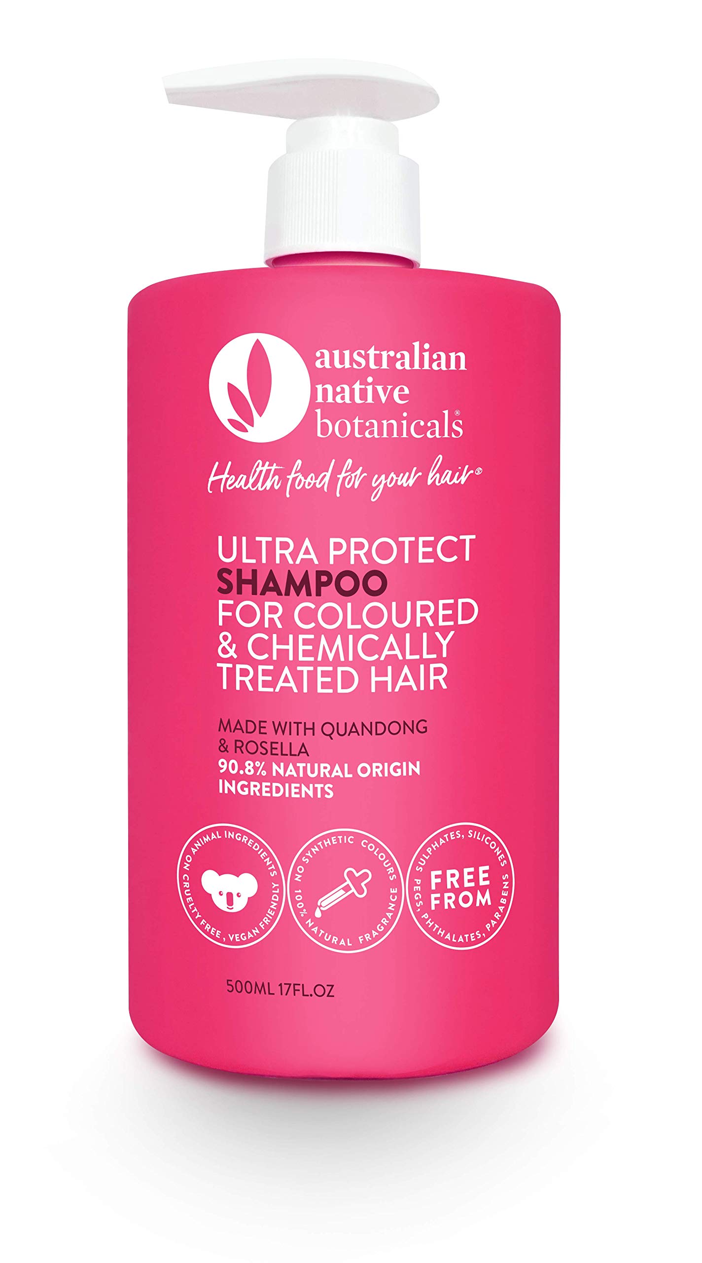 Australian Native Botanicals Natural Vegan Sulfate Free Shampoo For Men & Women, Colored & Chemically Treated Hair, 17 Fl Oz