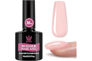 QIEK Gel Nail Polish Builder, 8-in-One Builder Pink Nail Polish Strengthener Glue Apex Enhancement Extension Hard Building Nude Gel LED Lamp Cured Rubber Base Coat for DIY Beginner & Salon Manicure