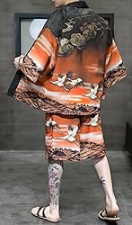 Ambcol Men's Japanese Style Kimono Tops Shorts Sets