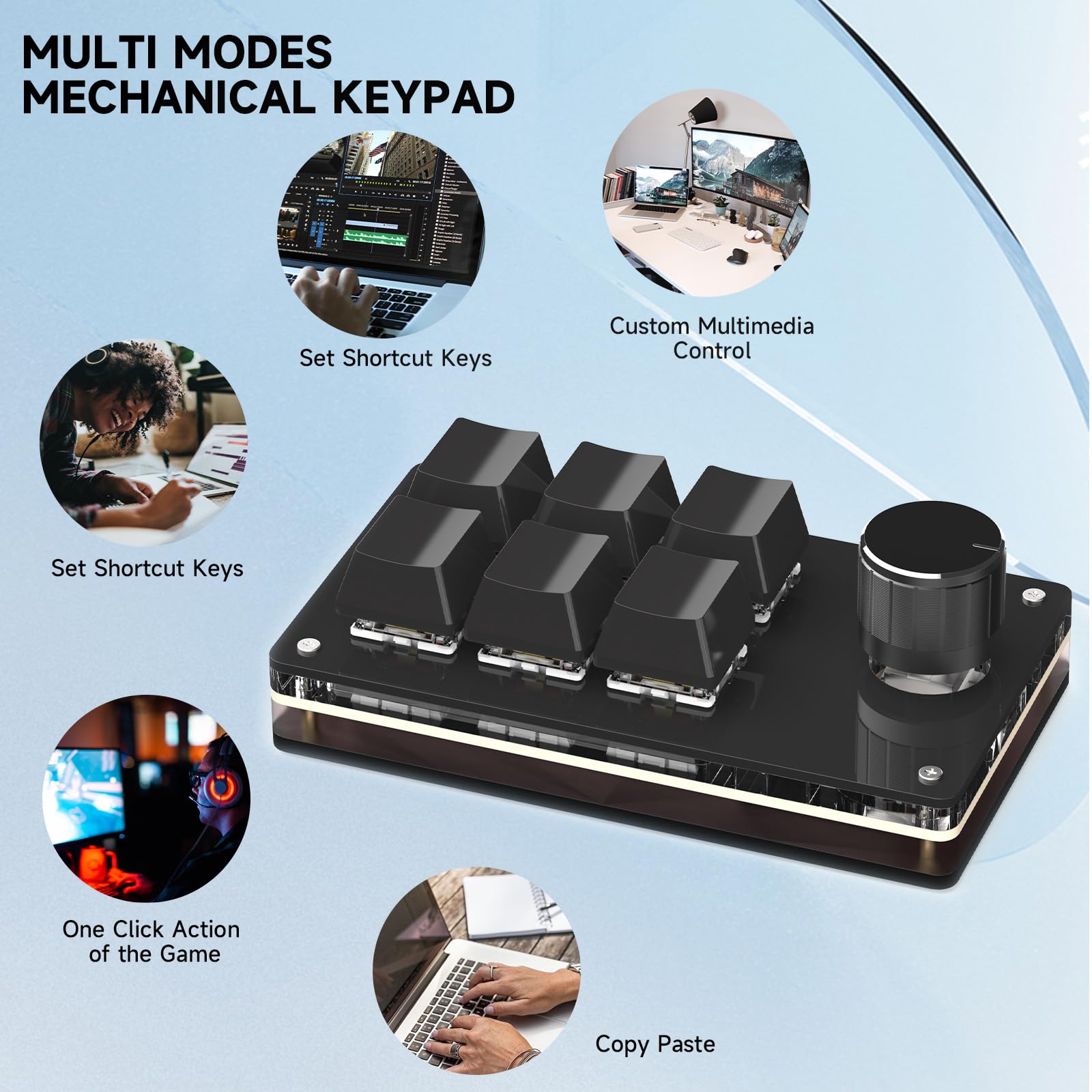 SIKAI CASE Programmable Macro Keyboard,6 Key Macro Mechanical Gaming Macro Keypad,Custom Knob KeyPad, Hot swappable Switch Gaming Keyboard,Wired programmable keypad with Drawing Programming Video