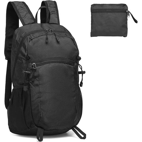 Emiyea Faltbarer Wanderrucksack – Ultraleicht, Wasserdicht, 15 Liter, Für Damen & Herren, Kompakt (Orange Zickzack)