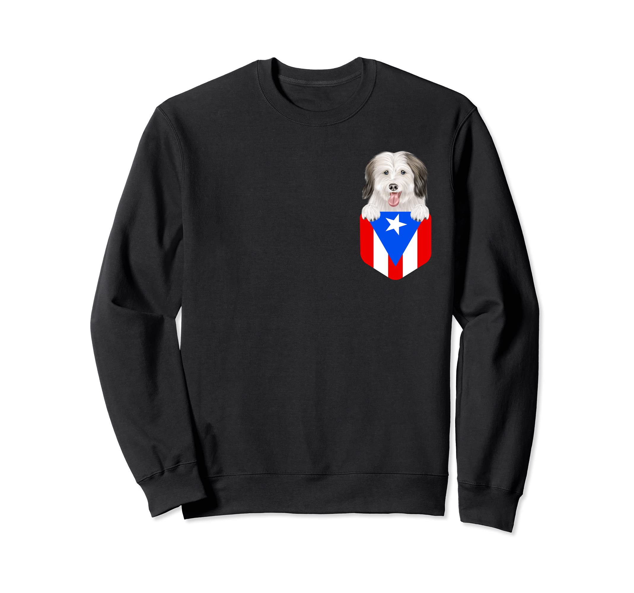 Puerto Rico Flag Coton de Tulear Dog In Pocket Sweatshirt