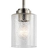 Kichler Winslow 7.5" Mini Kitchen Pendant with Clear Seeded Glass in Brushed Nickel, (7.5" H x 4.25" W), 44032NI