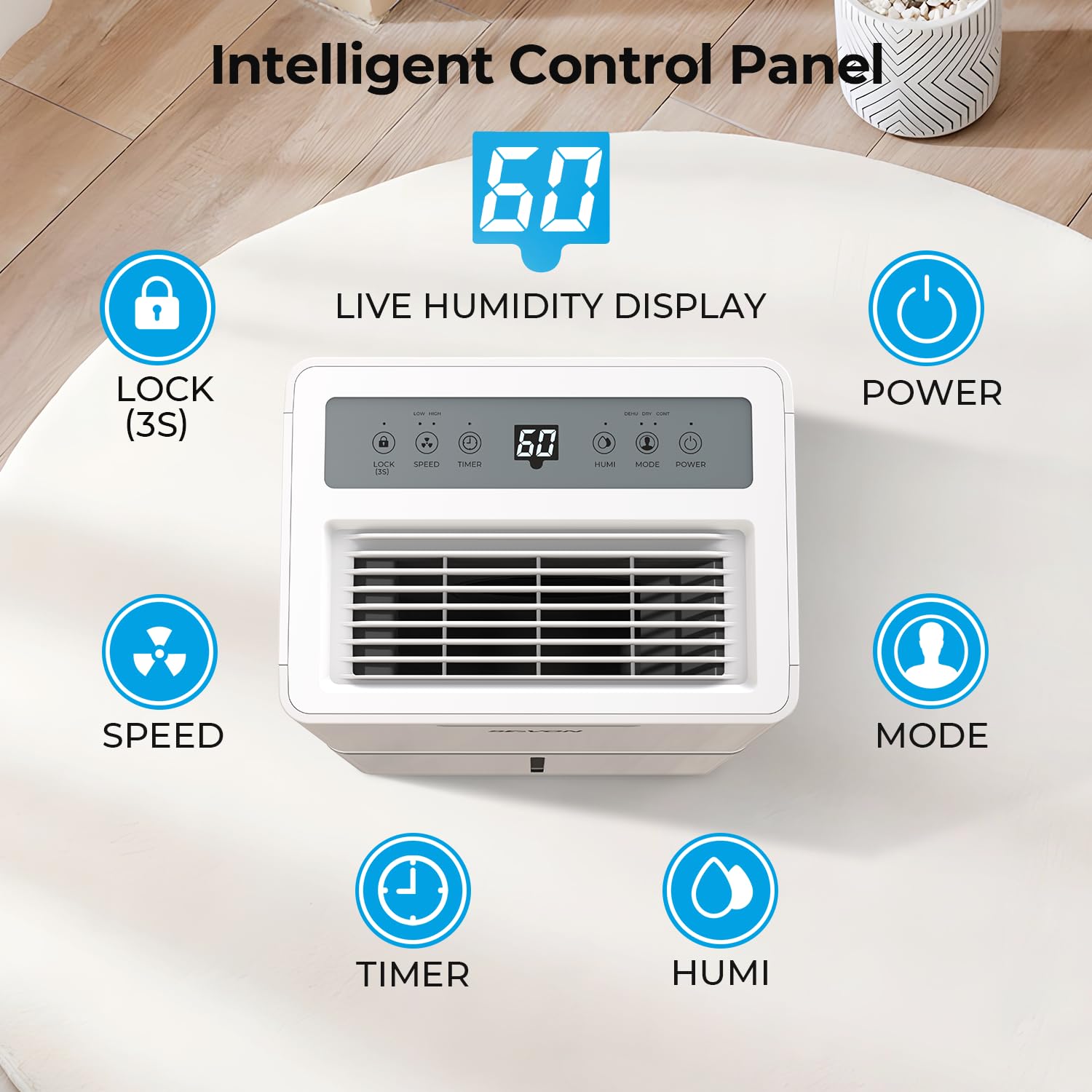 1500 Sq.ft Dehumidifier for Basement, SEAVON 21 Pint Dehumidifiers with Drain Hose for Home Large Room Bedroom Bathroom, Powerful Moisture Removal, Smart Humidity Control & Display, 24H Timer, 3 Modes