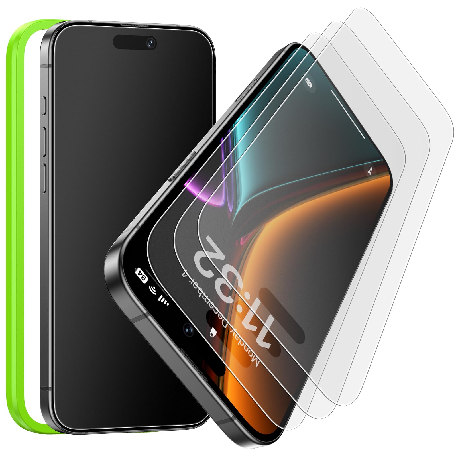 Photo 1 of Esanik [3-Pack compatible with iPhone 17/16 Pro Matte Glass Screen Protector - Anti-Glare, Anti-Fingerprint, Anti-Reflection, 9H Hardness, Smooth Touch, Easy Installation Frame Included