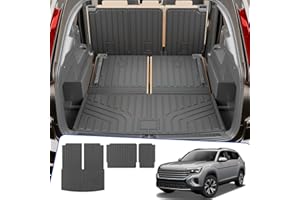 Rongtaod Cargo Mat Compatible with 2018-2025 2026 Volkswagen Atlas (NOT for Cross Sport) Trunk Mat Trunk Liner Cargo Liner Kick Mat 2024 VW Atlas Accessories (Trunk Mat+2nd&3rd Row Backrest Mats)