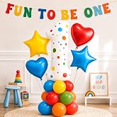 37pcs Fun to be One Birthday Foil Balloon Banner Kit mit Colorful Stickers | Stars Nummer 1 Birthday Decorations for 1st birt