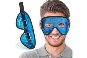 BeHoomi Cooling Eye Mask, Gel Eye Mask with Holes, Reusable Ice Mask, Cool Eye Ice Pack, Comfort Snug Fit, No Freeze, Cold Eye Compress for Home, Office, Relaxation, Morning Refreshment, Blue
