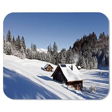 Amazon Com Winter Non Slip Mouse Pad Log Cabins In The