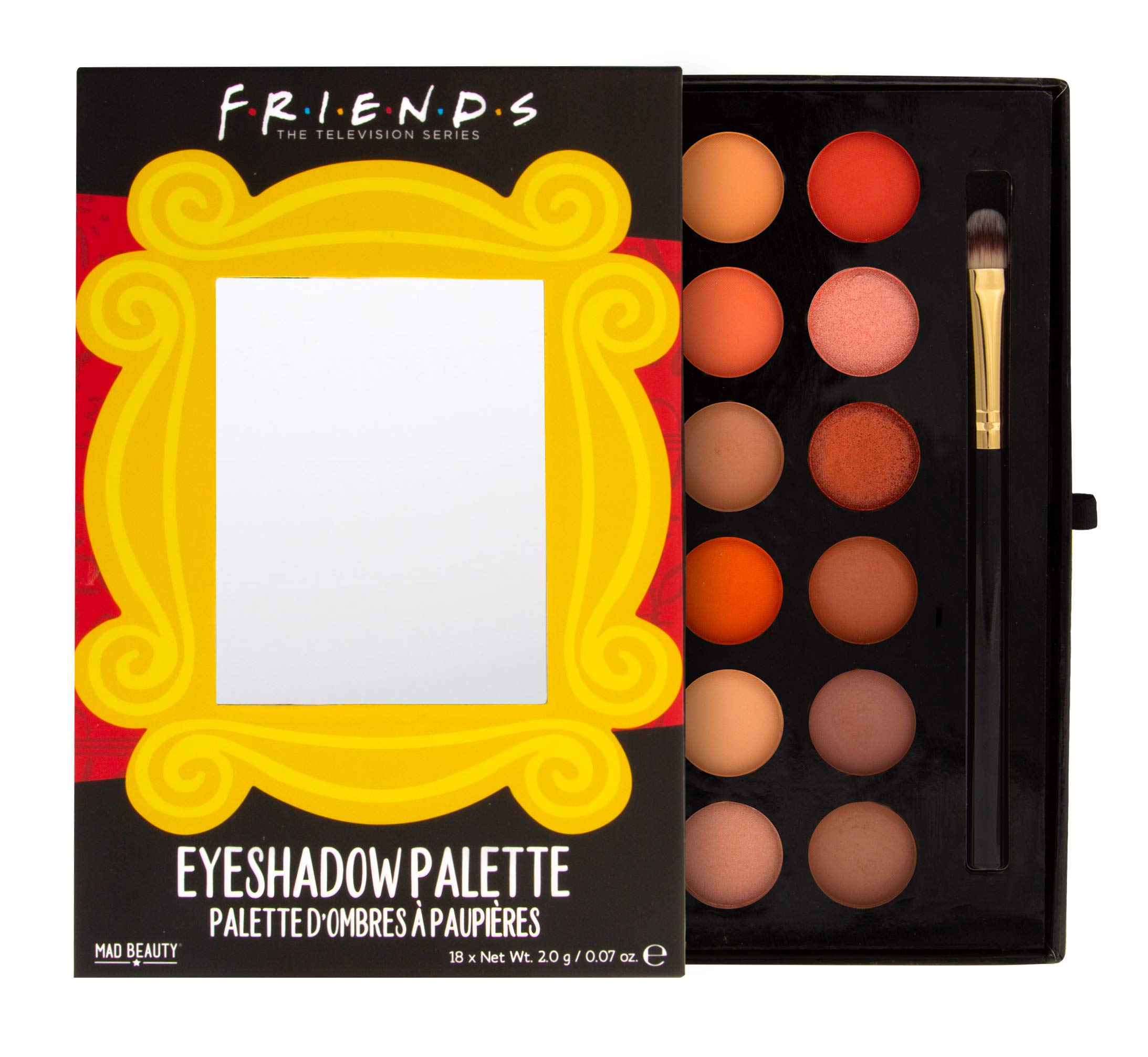 Friends TV Show Eyeshadow Palette | Mad Beauty | 16 shades, Mirror Box, Brush included - Cute Skincare Gift for Women and Fans