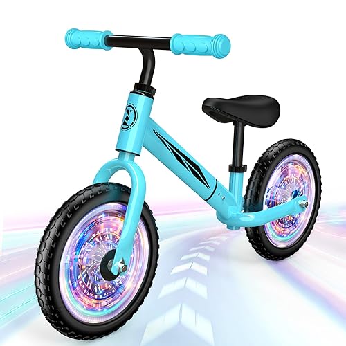 Dromlag Balance Bike for 2-5 Year Olds Kids, 50kg Weight Capacity, Adjustable Seat & Handlebars, LED Wheels, Safe & Stable, Ideal Children's Gift, Christmas Xmas Gifts for Kids Eve, Blue