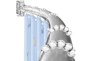 Curved Shower Curtain Rod,33-78 inches Adjustable Curved Shower rod, Rustproof Round Shower Curtain Rod for Bathroom, Premium