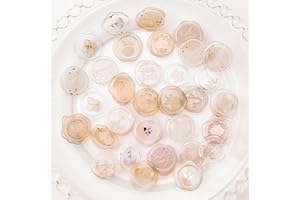 URROMA Clear Amber Wax Seal Stickers, 54 Pcs Floral Theme Envelope Seals Stickers Adhesive Stamp Stickers for Christmas Wedding Invitations Party Supplies