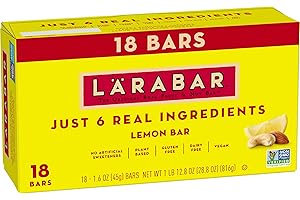 LÄRABAR Larabar Lemon Bar, Gluten Free Vegan Fruit & Nut Bars, 1.6 oz bars, 18 ct