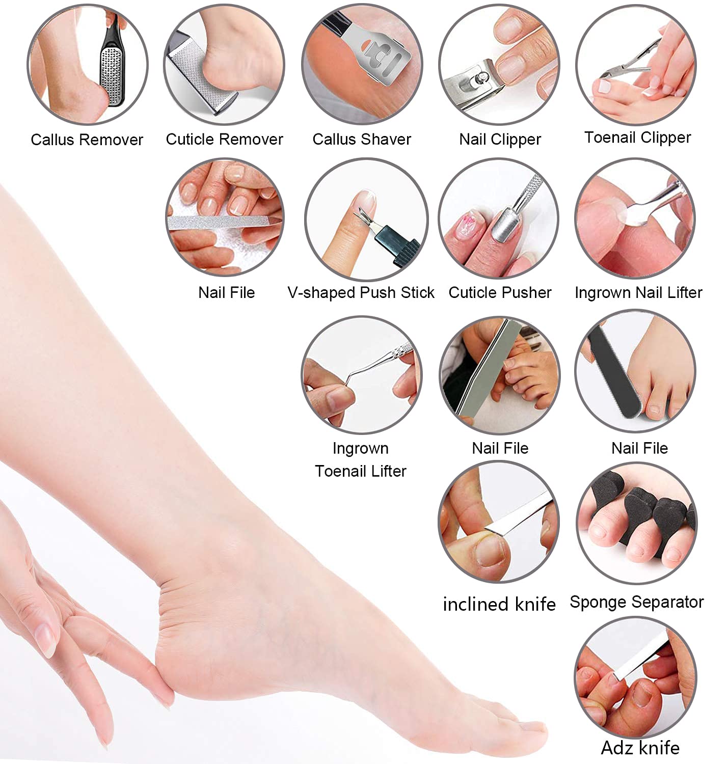 36 in 1 Pedicure Kit, Professional Pedicure Tools Foot Rasp Foot Dead Skin Remover for Home & Salon Care - Image 2