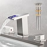 AVSIILE LED Bathroom Faucet 3 Hole, Brushed Nickel