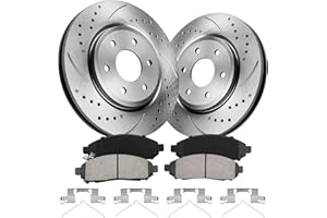 funire Front Brake Pads And Rotors Kit Compatible With 2005-2023 Nissan Frontier, 2015 Xterra, 31412 D1094-8200 Automotive Replacement Brake Kits Anti-rust Oil Drilled And Slotted Rotors 296mm(11.7in)