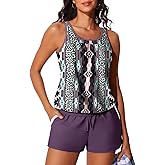 Summer Mae Blouson Women's Tankini Swimsuits Tummy Control Modest 2026 Two Piece with Sporty Pockets Bathing Suits