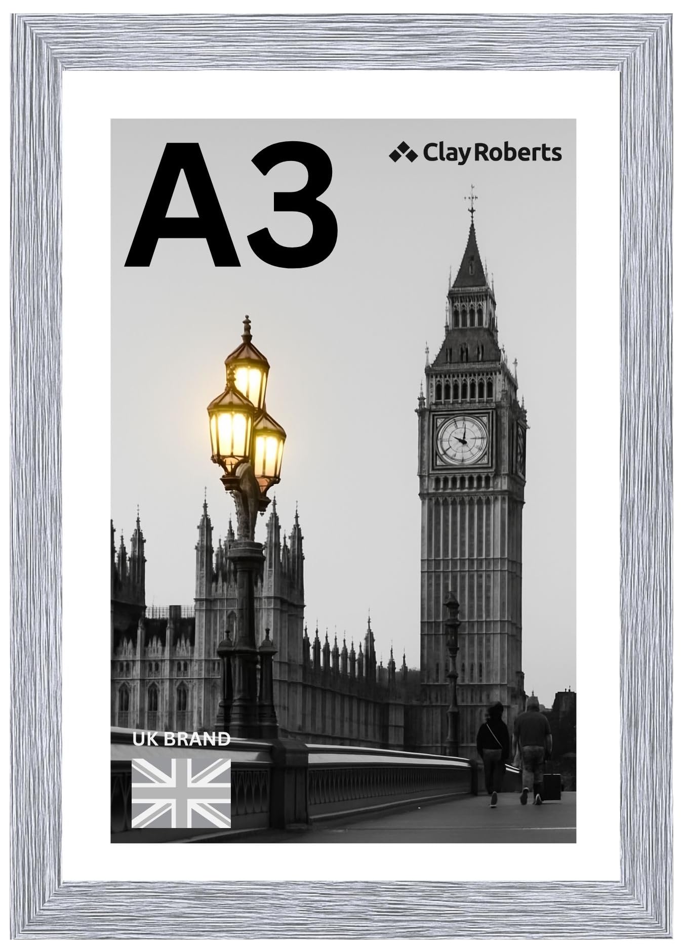 A3 Photo Frame, Light Grey, Picture Frame, Art Print Poster, 29.7cm x 42cm, Light Grey Frames, A3 Photo Collage Gallery Display, A4 Card Mount