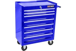 nifoti 7 Drawers Tool Cart on Wheels,Multifunctional Rolling Tool Chest Tool Storage,Drawers Rolling Tool Trolley Organizer Tool Case for Garage,Warehouse,Workshop,Repair Shop (7 Drawers-29.9"H-Blue)