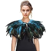 HOMELEX Feather Shawl for Women - Crow Feathers Collar Halloween Swan Cape Witch Costume Accessories