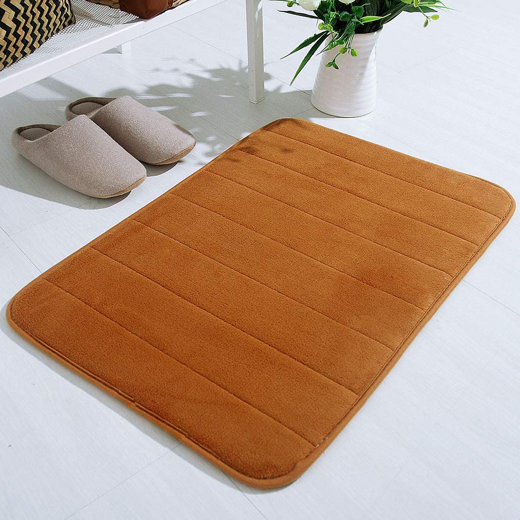 Houshelp Bath Mat Non Slip Absorbent Super Cozy Velvet Bathroom Rug Carpet Soft and Comfortable Water Absorption Mat Brown
