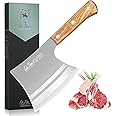 LA TIM'S Meat Cleaver Knife, 2 lb Heavy Duty Cleaver with Hand Forged High Carbon Steel, Butcher Knife for Chopping Bones, Solid Wood Handle