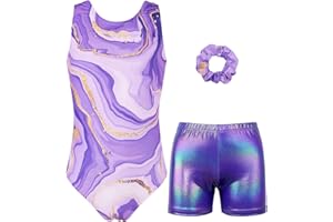 JESKIDS Gymnastics Leotards for Girls Dance Unitards Biketards Matching Shorts Activewear Suits for Girls 4-13 Years
