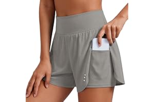 Gym Shorts for Women Quick Dry 2 in 1 2 in 1 Running Athletic Short Pant High Waisted Tennis Golf Skort with Pockets