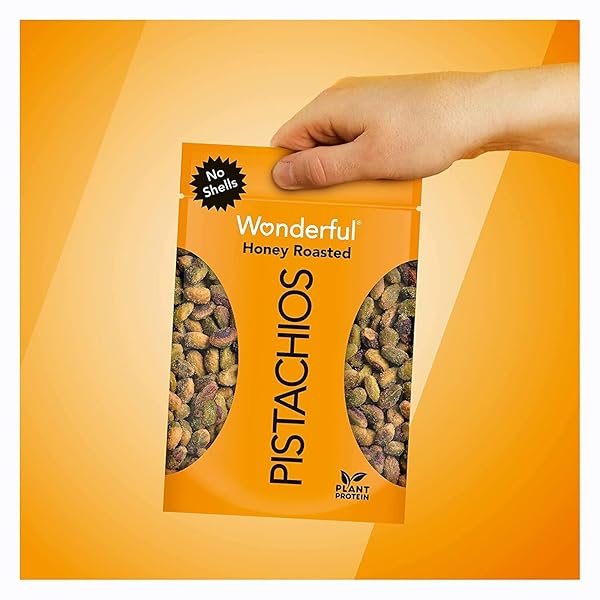 WONDERFUL PISTACHIOS NO SHELLS, HONEY ROASTED NUTS, 5.5 OUNCE RESEALABLE BAG, PROTEIN SNACKS, GLUTEN FREE, HEALTHY SWEET SNACKS