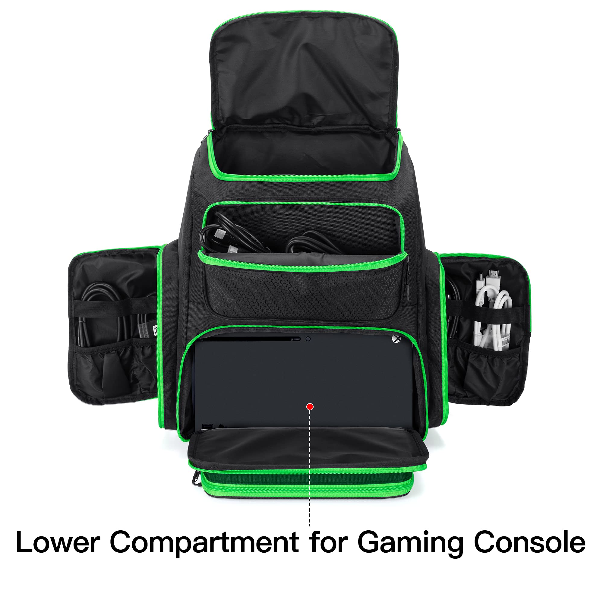 Trunab Travel Carrying Backpack Compatible with Xbox Series X, Storage Case Bag with 2 Inner Spaces for Xbox Game Console and Other Gaming Accessories