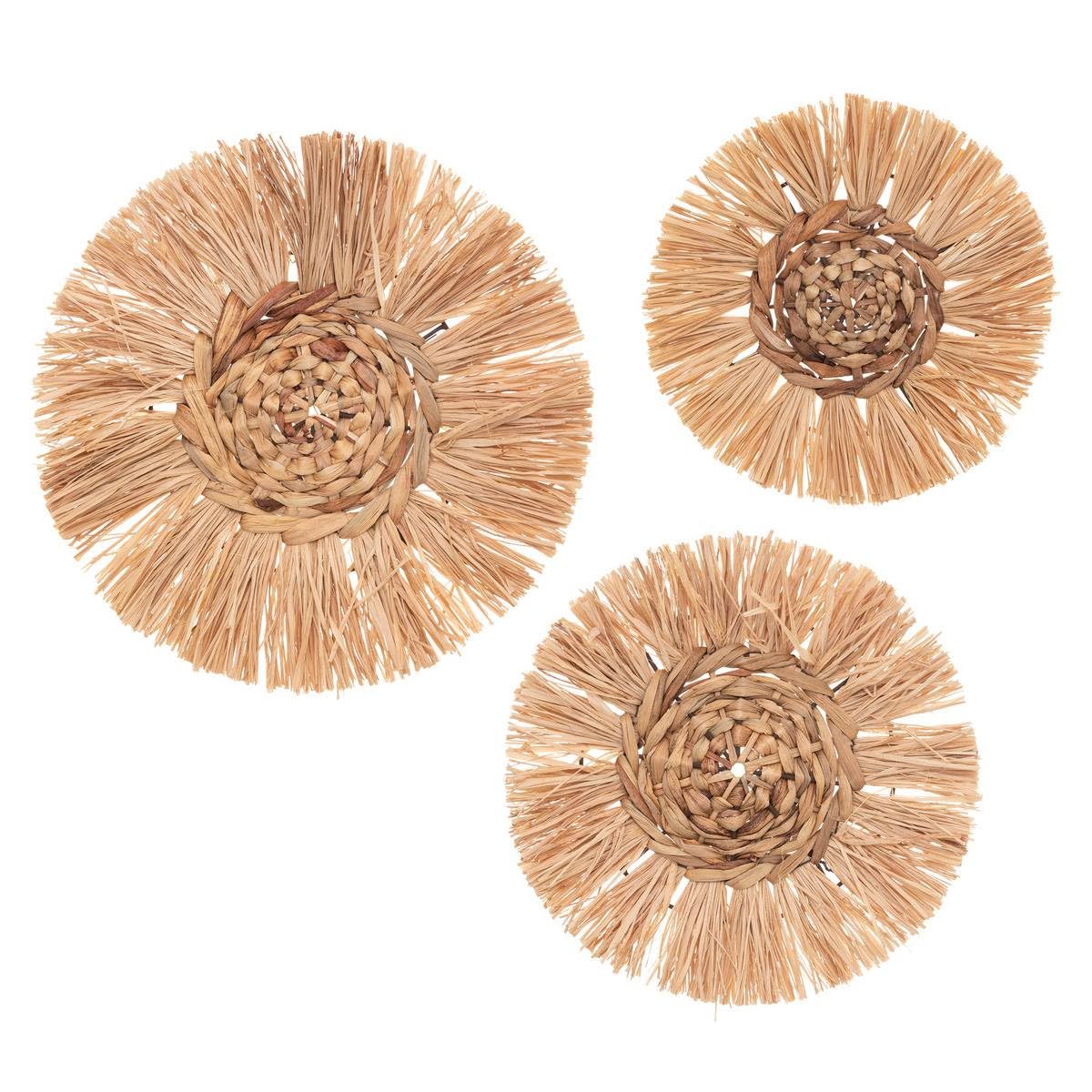 Set of 3 Wall Decoration – Raffia D25 cm – Atmosphera Interior Designer
