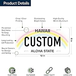 Custom Hawaii License Plate, Personalized License