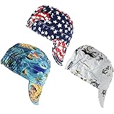 TRQWH Welding Cap 100% Cotton Welding Caps for Men 3 Pcs Mesh Inside Sweat Absorption Flame Resistant Protective Welders Cap with Elastic Welding Helmet
