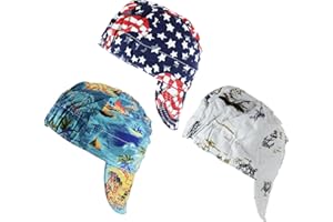 TRQWH Welding Cap 100% Cotton Welding Caps for Men 3 Pcs Mesh Inside Sweat Absorption Flame Resistant Protective Welders Cap with Elastic Welding Helmet