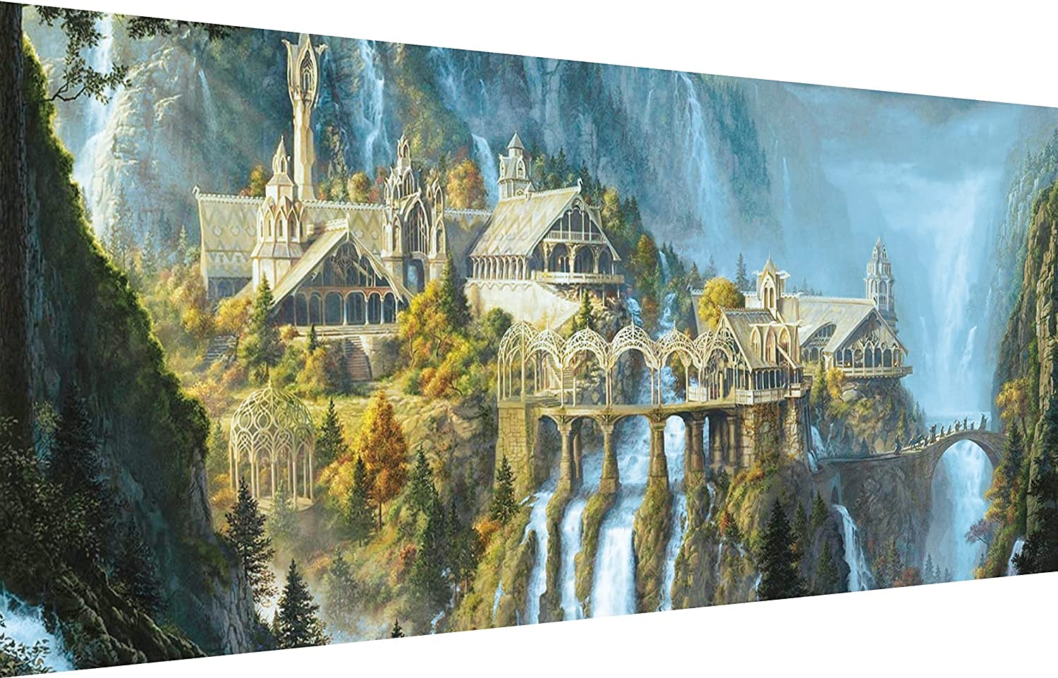 YALKIN Large Landscape Castle Diamond Art (35.5 x 15.7inch) DIY 5D Diamond Painting Kits for Adults Kids, Full Round Drill Embroidery Pictures for Wall Decor,Home Decoration, Christmas Day