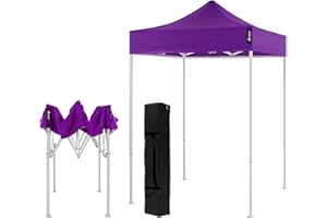American Phoenix Canopy Tent 5x5 feet Party Tent [White Frame] Gazebo Canopy Commercial Fair Shelter Car Shelter Wedding Party Easy Pop Up (Purple)