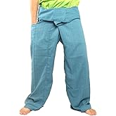Jing Shop Thai Fisherman Pants Solid Color Cotton Mix One Size Extra Long