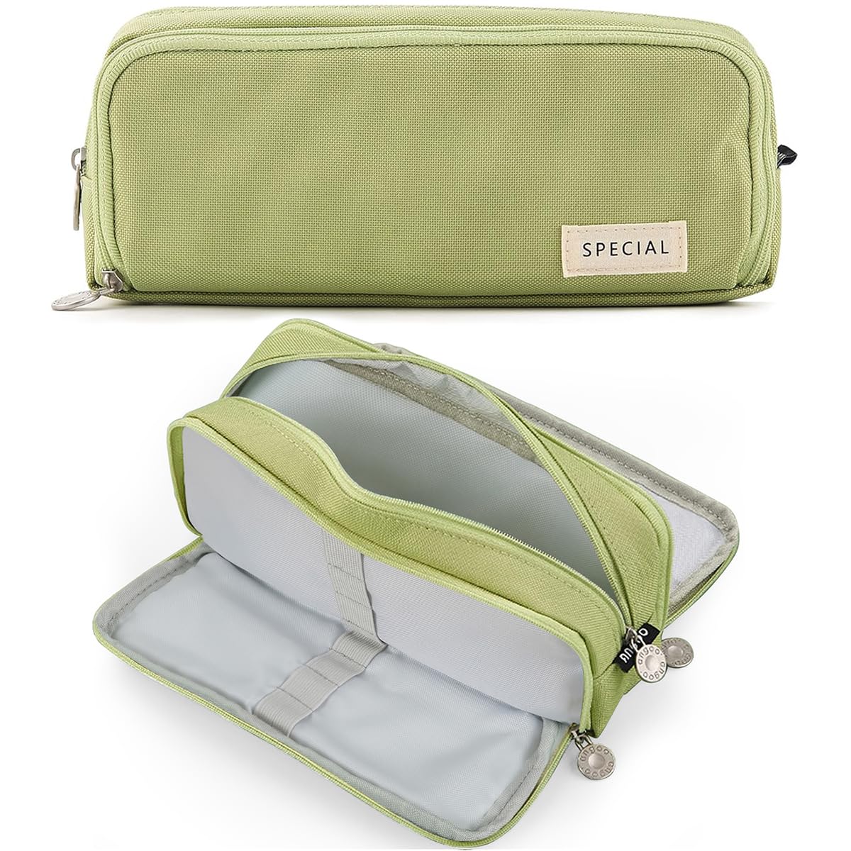 MAMUNU Pencil Case Large Capacity Pencil Pouch with 3 Compartment Stationery Storage Pen Bag for School Office Pencil Bag Comestic Makeup Bag for Women Men Girls Boys, Green