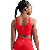 CRZ YOGA Girls Butterluxe Longline Sports Bra - Yoga Athletic Casual Tops Scoop Neck U Back Padded Kids Teen
